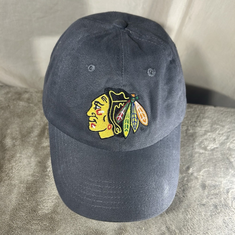Chicago Blackhawks Hat Cap Pepsi Promo Charcoal Grey Kick10 Pro Gear Hook Loop - Picture 7 of 7
